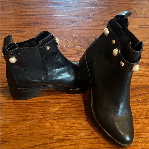 Karl Lagerfeld Black Ankle Boots with Pearl Details - Picture 2 of 5